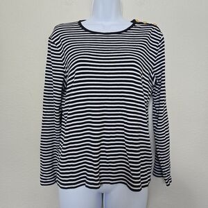 Lauren Ralph Lauren Cotton Striped Long Sleeve Top Classic Size L Nautical